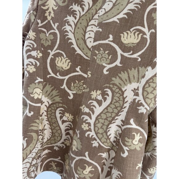 J McLaughlin Brown & Cream Floral Print Blazer Jacket W/ Piping Sz 4 - Picture 10 of 16